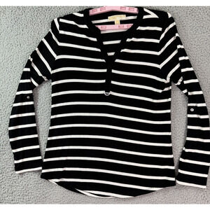 Michael Kors Womens Knit Sweater Top Medium Black White
